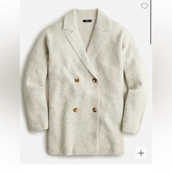 J. Crew Sweaters - JCREW Wool Blend Bouclé Double-Breasted Sweater Blazer Coat in Grey/Cream